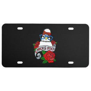 Cartoon Chicks Rock Silkie Chicken Licence Plate