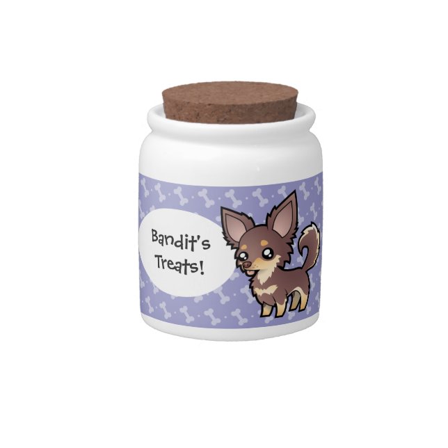 Cartoon Chihuahua (long coat) Candy Jar (Front)