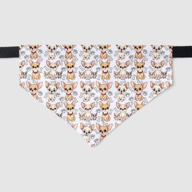 Cartoon Chihuahua Personalized Pet Bandana Collar (Front)