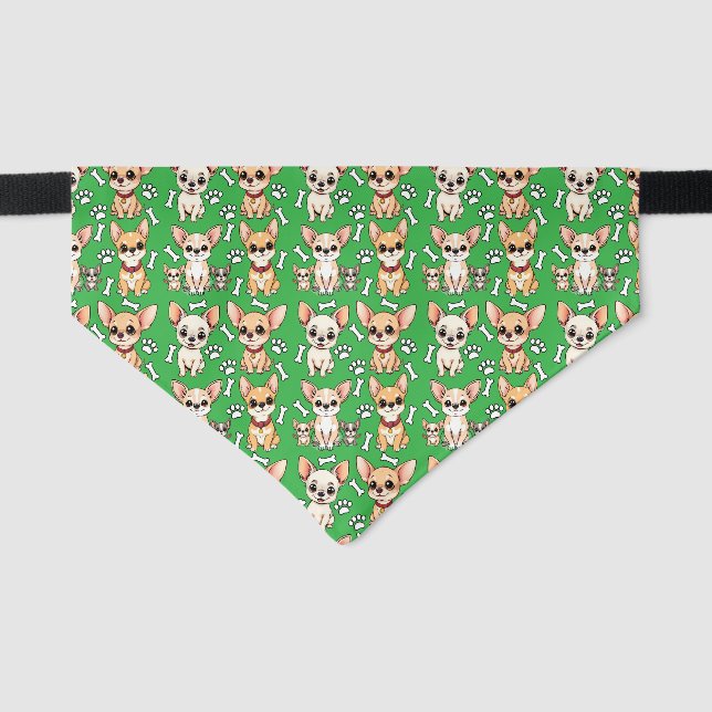 Cartoon Chihuahua Personalized Pet Bandana Collar (Front)