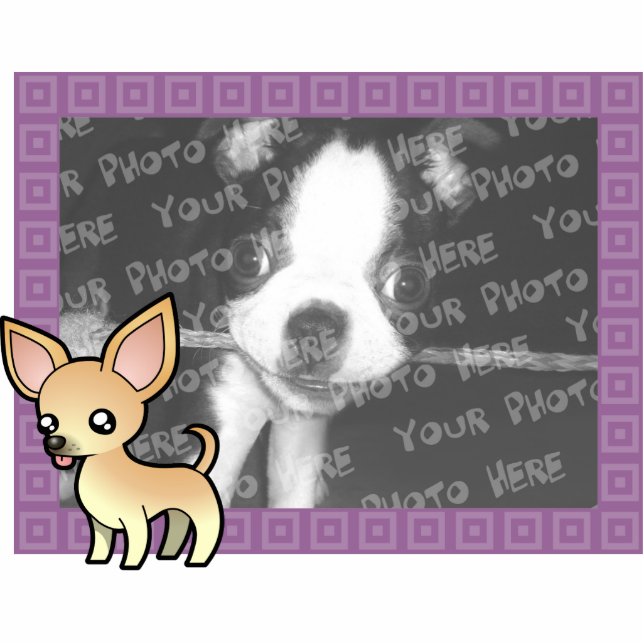 Cartoon Chihuahua Photo Frame (smooth coat) Statuette (Front)