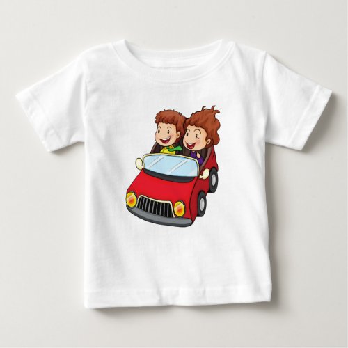 Cartoon children in a car baby T_Shirt