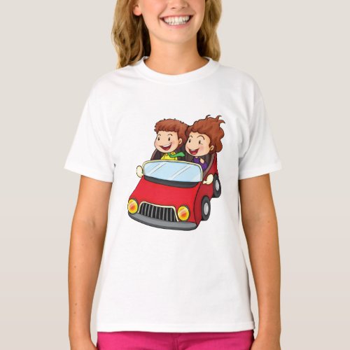 Cartoon children in a car  T_Shirt