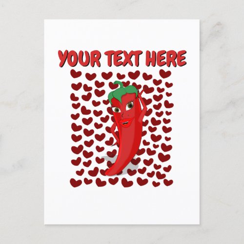 Cartoon Chili Pepper With Custom Text Postcard