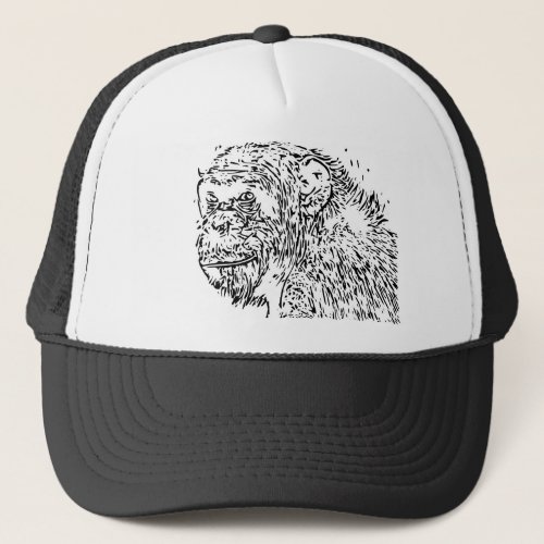 Cartoon Chimpanzee Trucker Hat