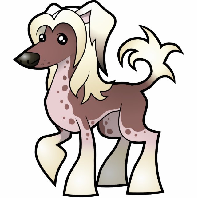 Cartoon Chinese Crested (hairless) Statuette (Front)