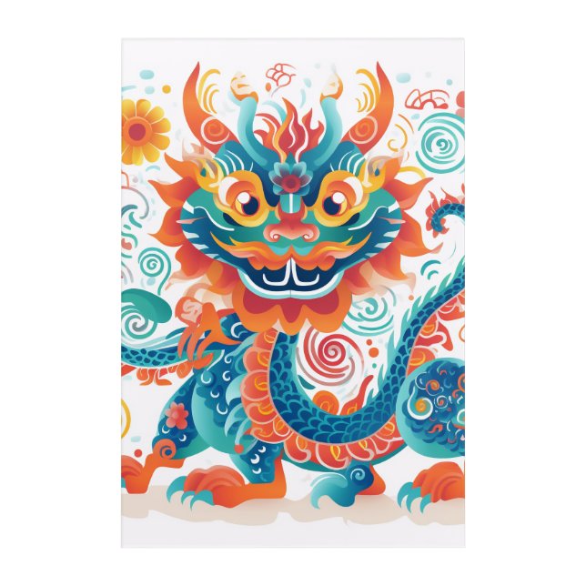 Cartoon Chinese Dragon Wall Art (Front)