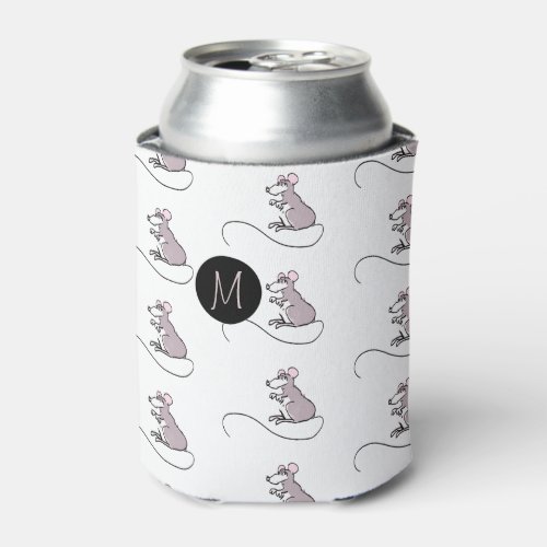 Cartoon Chinese Rat Year Zodiac Birthday Monogram Can Cooler