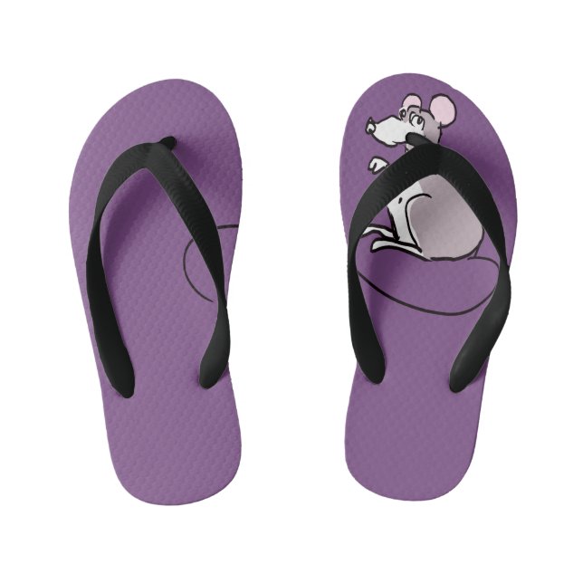 Cartoon Chinese Rat Year Zodiac Birthday Toddler Kid's Flip Flops (Footbed)