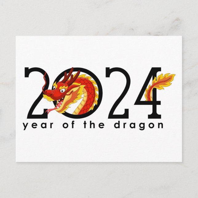 Cartoon Chinese Year of the Dragon Postcard (Front)