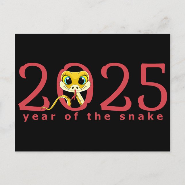 Cartoon Chinese Year of the Snake Postcard (Front)