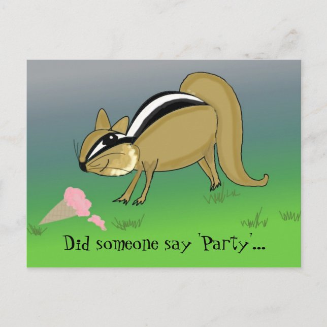 Cartoon Chipmunk with Ice Cream Cone Postcard (Front)