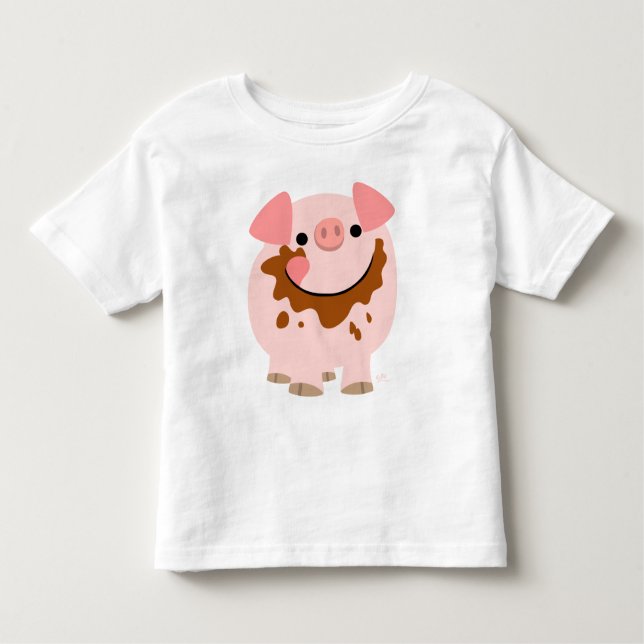 Cartoon Chocolate Pig children apparel Toddler T-shirt (Front)