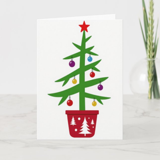 Cartoon Christmas Cactus Holiday Card (Front)