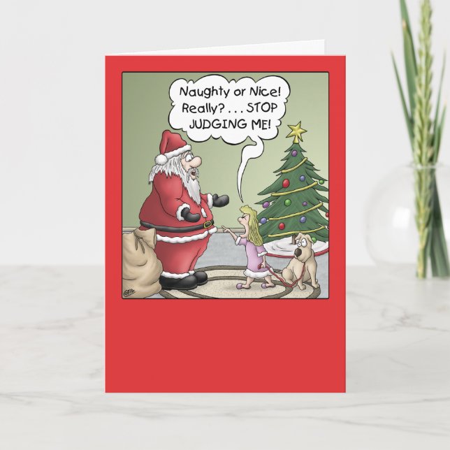Cartoon Christmas Card: Stop Judging Holiday Card (Front)
