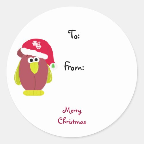 Cartoon Christmas Chicken Classic Round Sticker