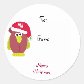Cartoon Christmas Chicken Classic Round Sticker