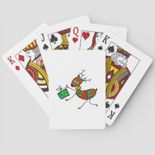 Cartoon Christmas Deer Poker Cards