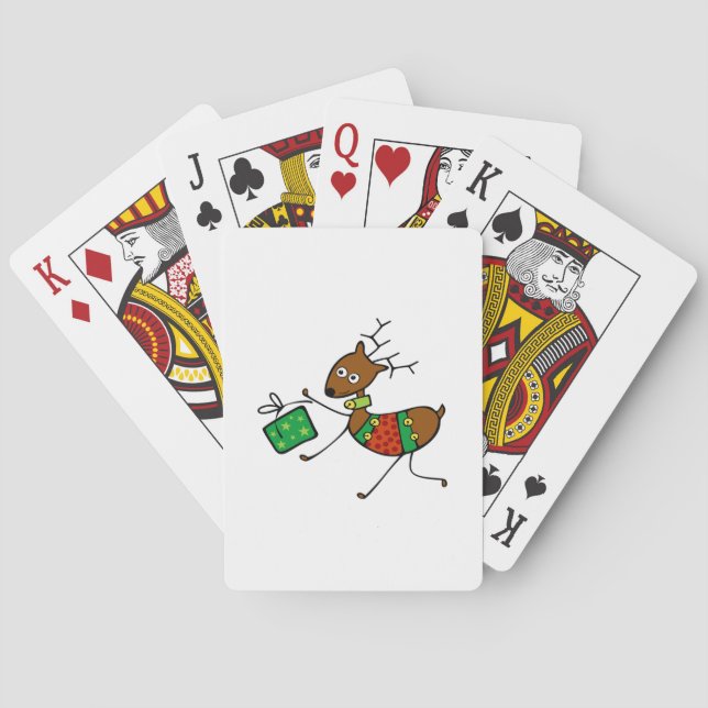 Cartoon Christmas Deer Poker Cards (Back)