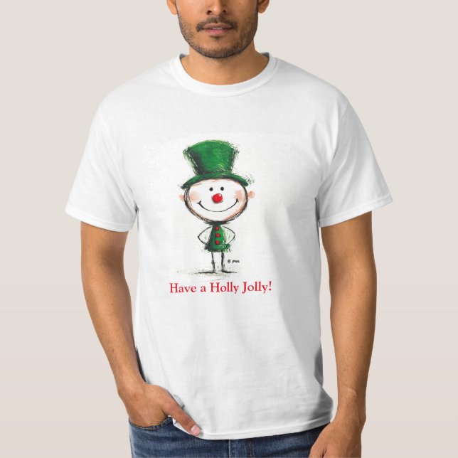 Cartoon Christmas Elf T Shirt - Customized Text (Front)