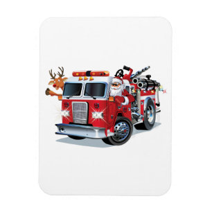 Cartoon Christmas firetruck Magnet