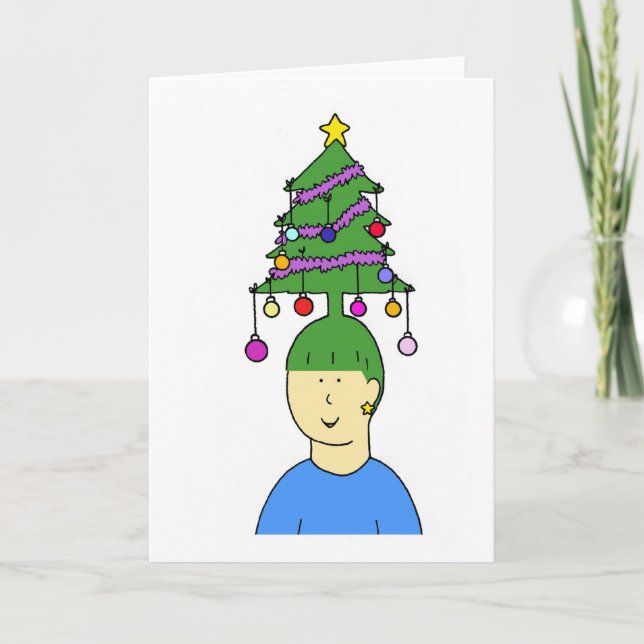 Cartoon Christmas Hairstyle Humor Holiday Card (Front)