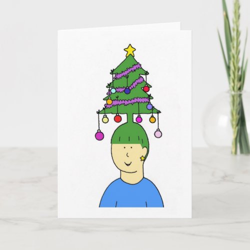 Cartoon Christmas Hairstyle Humor Holiday Card