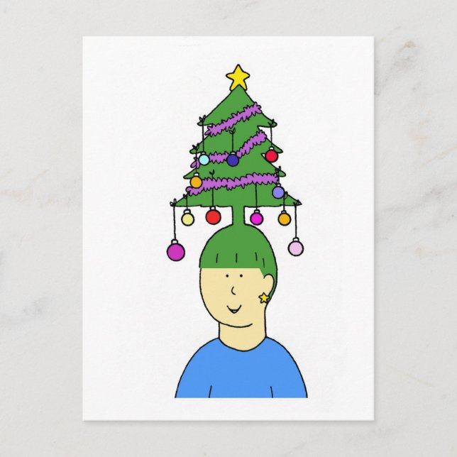 Cartoon Christmas Hairstyle Humor Holiday Postcard (Front)