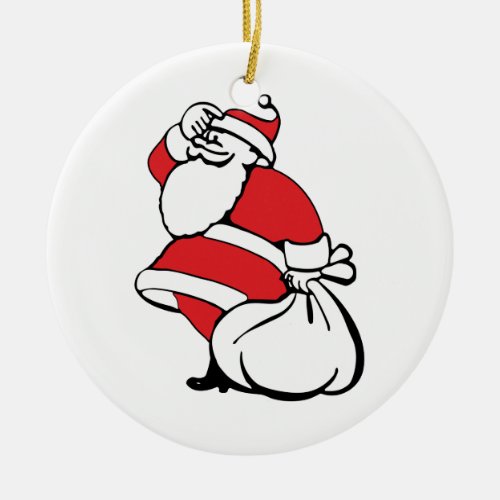 Cartoon Christmas Jolly Santa Claus Sack of Toys Ceramic Ornament