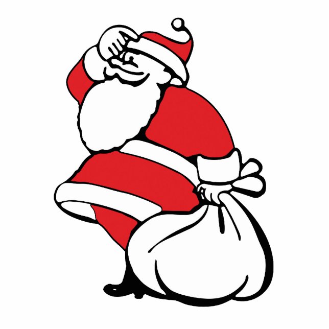 Cartoon Christmas Jolly Santa Claus, Sack of Toys Statuette (Front)