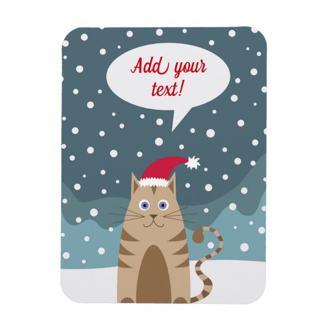 Cartoon christmas kittenspeech bubble add text magnet (Vertical)