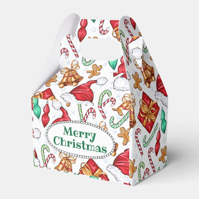 Cartoon Christmas Pattern Favor Boxes (Front Side)