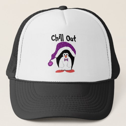 Cartoon Christmas Penguin Trucker Hat