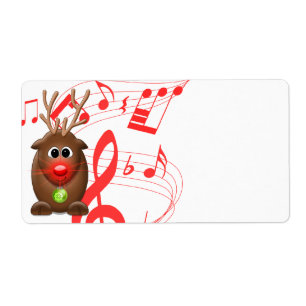 Cartoon Christmas Reindeer Blank Shipping Labels