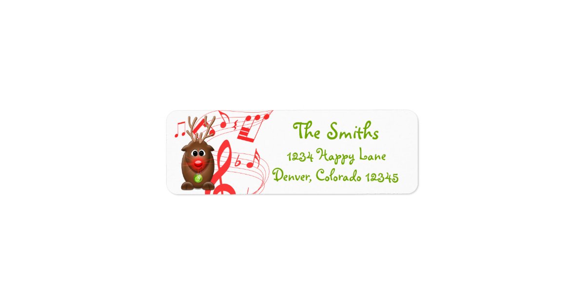 Cartoon Christmas Reindeer Return Address Label | Zazzle.com