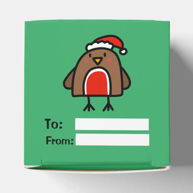 Cartoon Christmas Robin Fun Kids Favor Boxes (Top)