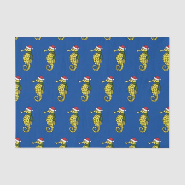 Cartoon Christmas Seahorse Tissue Paper (Front)