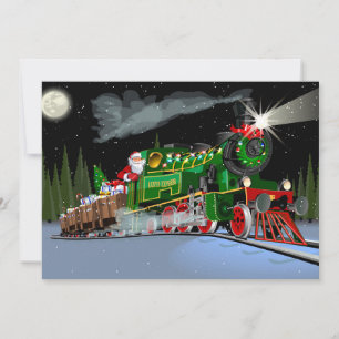 Cartoon Christmas train Postcard