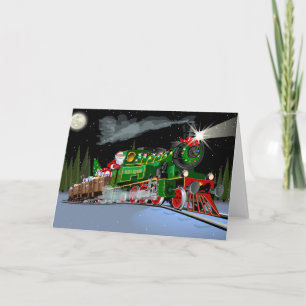 Cartoon Christmas train Postcard