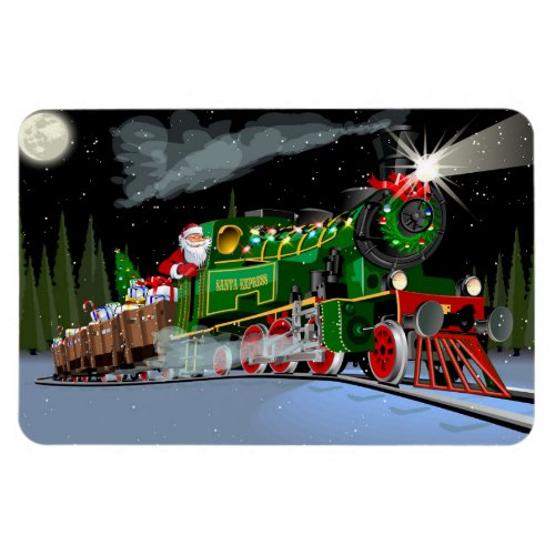 Cartoon Christmas train Postcard Magnet
