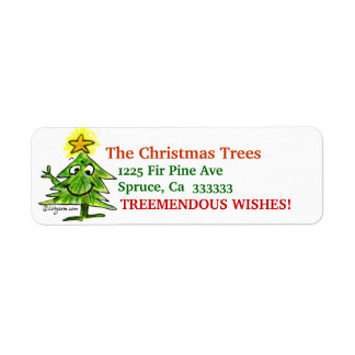 Cartoon Christmas Tree Address Label Stickers