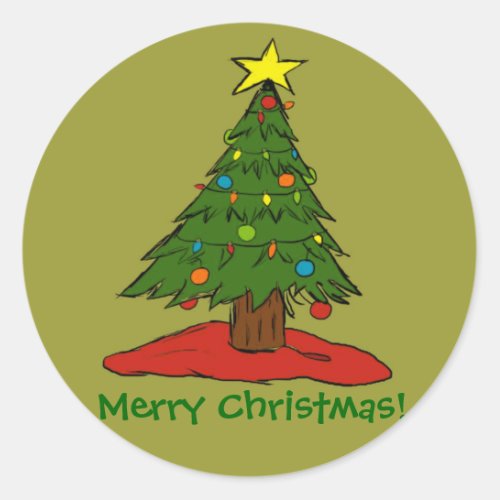 Cartoon Christmas Tree Holiday Stickers Seals