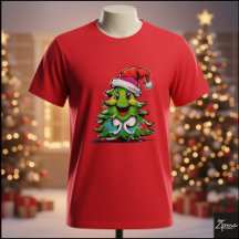 Cartoon Christmas Tree Santa Hat Graffiti