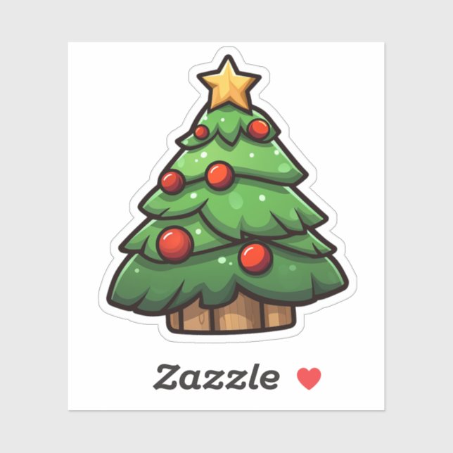 Cartoon christmas tree  sticker (Sheet)