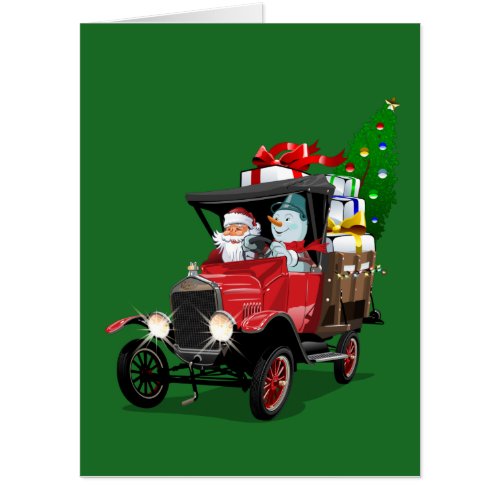 Cartoon Christmas truck Card