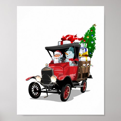 Cartoon Christmas truck Poster