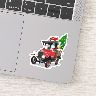 Cartoon Christmas truck Sticker