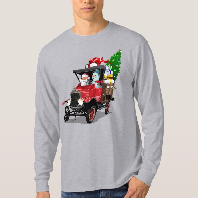Cartoon Christmas truck T-Shirt (Front)