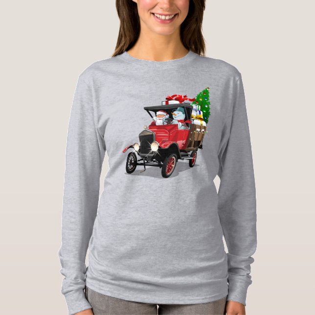 Cartoon Christmas truck T-Shirt (Front)