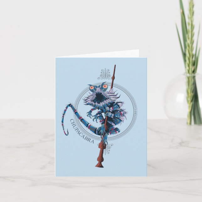 Cartoon Chupacabra & Elder Wand Card (Front)